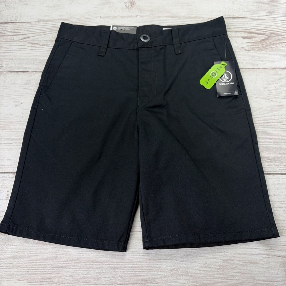 New with Tags Volcom Boy's Youth 27 (14) Frickin Chino Short Solid Black